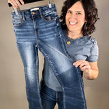 High Rise Dark Bootcut Jeans Bottom- Pants RISEN