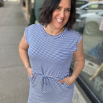 Royal & White Striped Round Neck Dress Dresses STACCATO