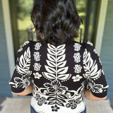 Black Botanical Knit Sweater Top - Sweater THML