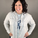 Heather Grey Plush Shacket Outerwear - Shacket FLAG AND ANTHEM