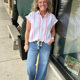 Multi-Colored Roseville Button Down Top Tops - Button Ups FLAG AND ANTHEM