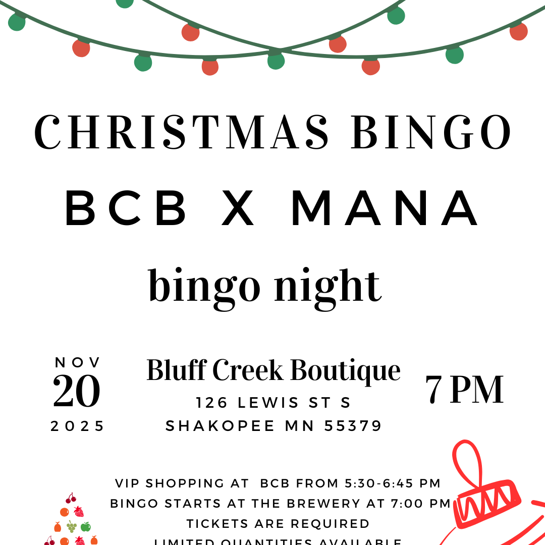 BINGO 11-20 (sold out) BINGO TICKETS Bluff Creek Boutique