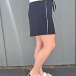 Black Skort with White Stripe Bottom- Skirt RAE MODE
