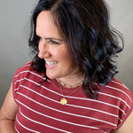 Marsala Striped Short Sleeve Sweater Top - Sweater STACCATO