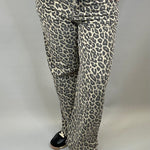 Coffee Leopard Wide Leg Jeans Bottom- Pants RISEN