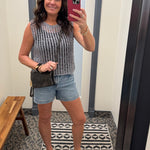 Grey Chunky Open Stitch Sweater Vest Top - Sweater DOE & RAE