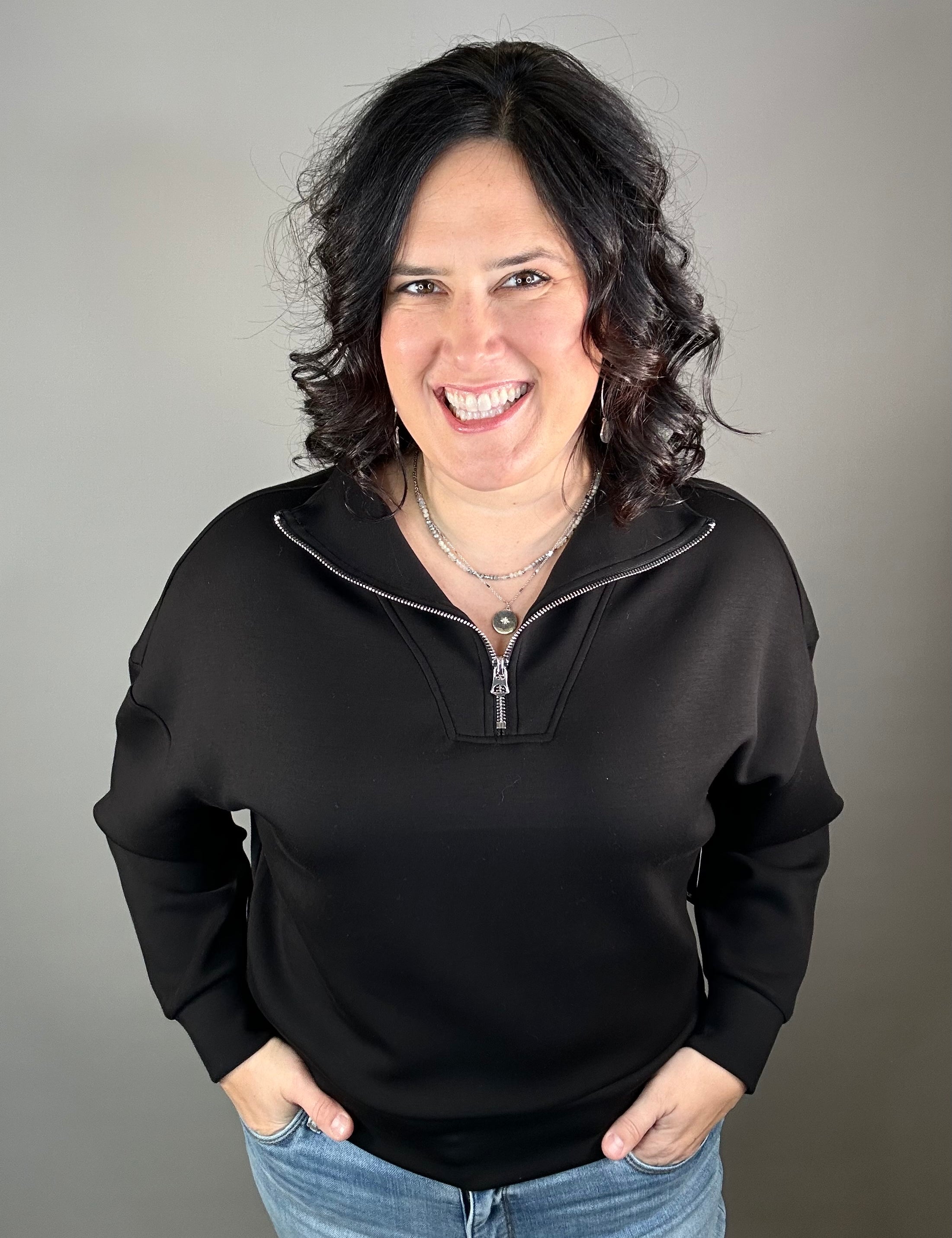 Black Seanni Soft Knit Pullover Top - Sweatshirt RD International