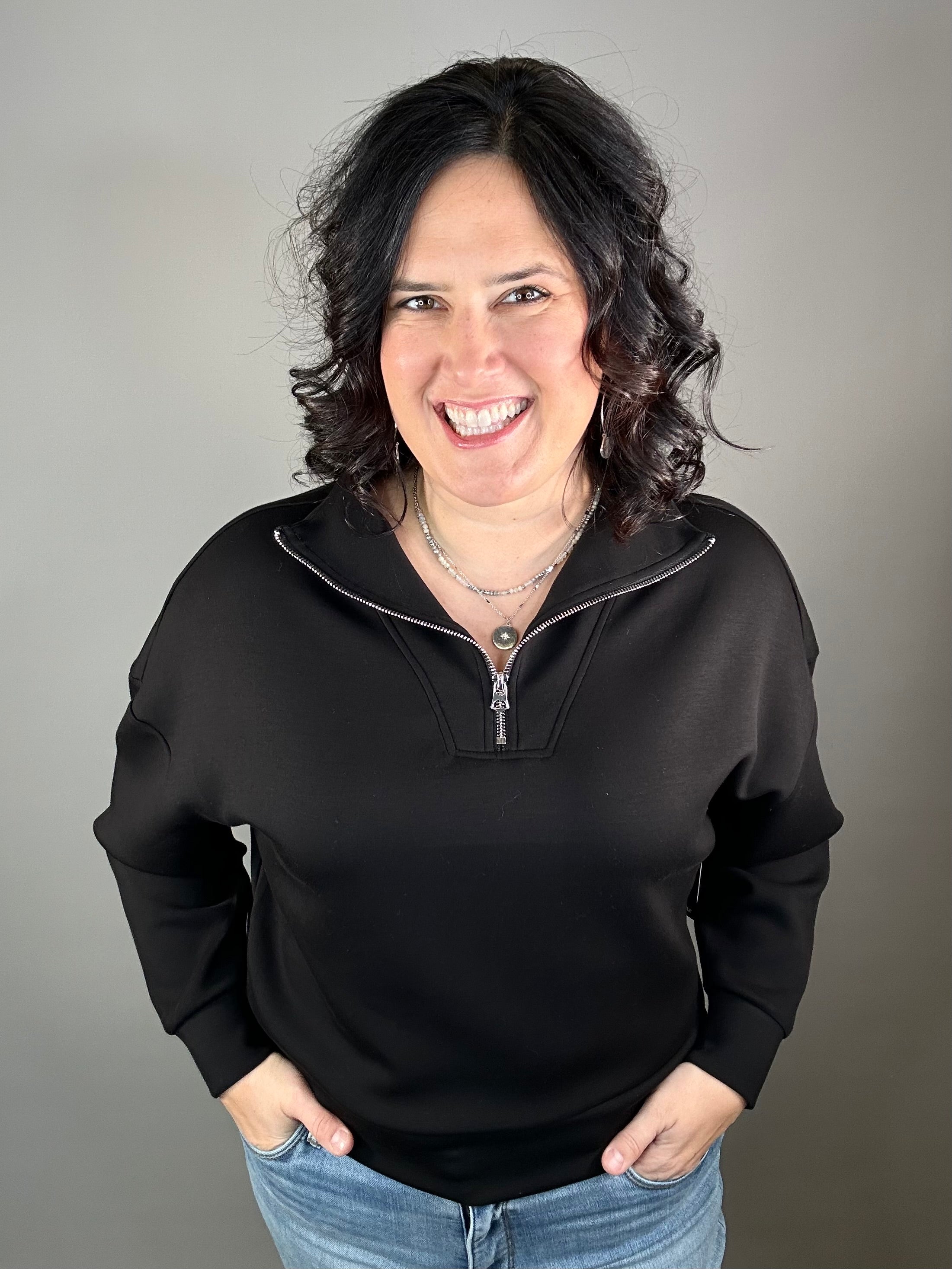 Black Seanni Soft Knit Pullover Top - Sweatshirt RD International