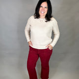 Wine Ankle Flare Patch Pocket Jeans Bottom- Pants RISEN