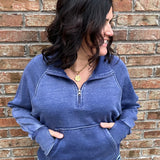 Navy Quarter Zip Sweatshirt