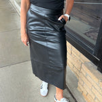 Black Vegan Midi Skirt IN FEBRUARY