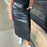 Black Vegan Midi Skirt IN FEBRUARY