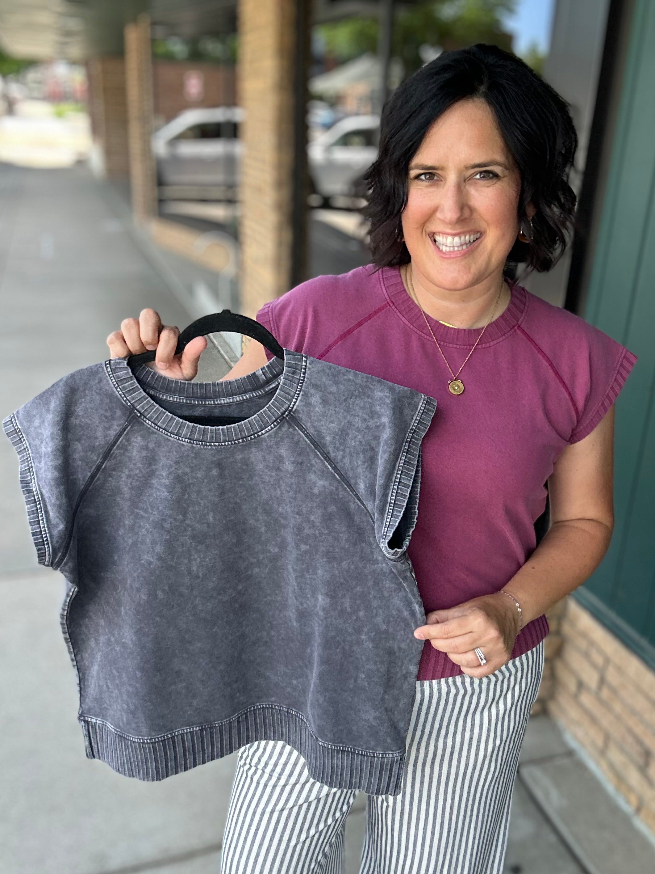 Burgundy Wash Hana Dolman Lounge Tee Top - Tee FLAG AND ANTHEM