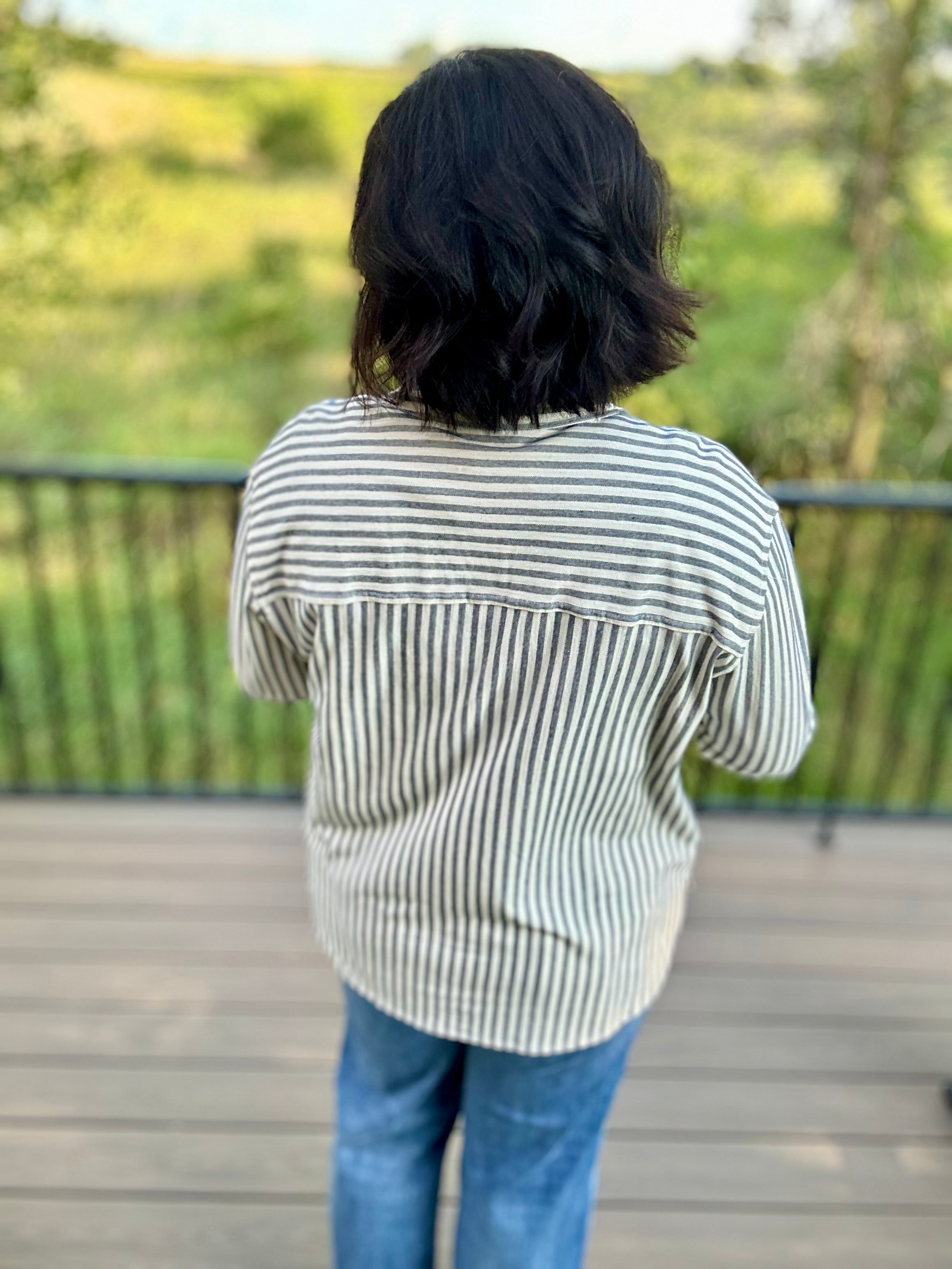 Reese Button Up Stripe Top Eclipse Tops - Button Ups Z Supply