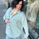 Mint Washed Soft Button Up