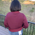 Dark Cherry Quarter Zip Pullover Tops- Sweaters RAE MODE