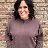 Brown Cloudy Knit Long Sleeve Top Top - Sweatshirt TRES BIEN