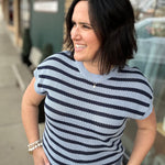 Blue Ashley Striped Sweater Top - Sweater FLAG AND ANTHEM