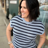 Blue Ashley Striped Sweater Top - Sweater FLAG AND ANTHEM