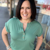 Green Henley Top Top - Tee STACCATO