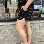 Black & Cream Stripe Short Bottoms - Shorts RAE MODE