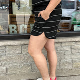 Black & Cream Stripe Short Bottoms - Shorts RAE MODE