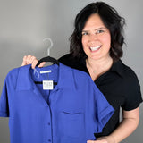 Black Button Front Short Sleeve Tops - Button Ups STACCATO
