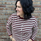 Burgundy Striped Button Cardigan