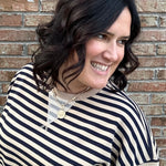 Brown/Navy Striped Pullover Top- Sweatshirt MIOU MUSE