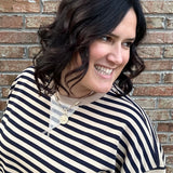 Brown/Navy Striped Pullover Top- Sweatshirt MIOU MUSE