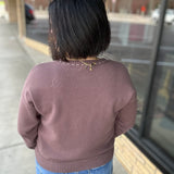 Mocha Stitch Detail Crew Neck Sweater