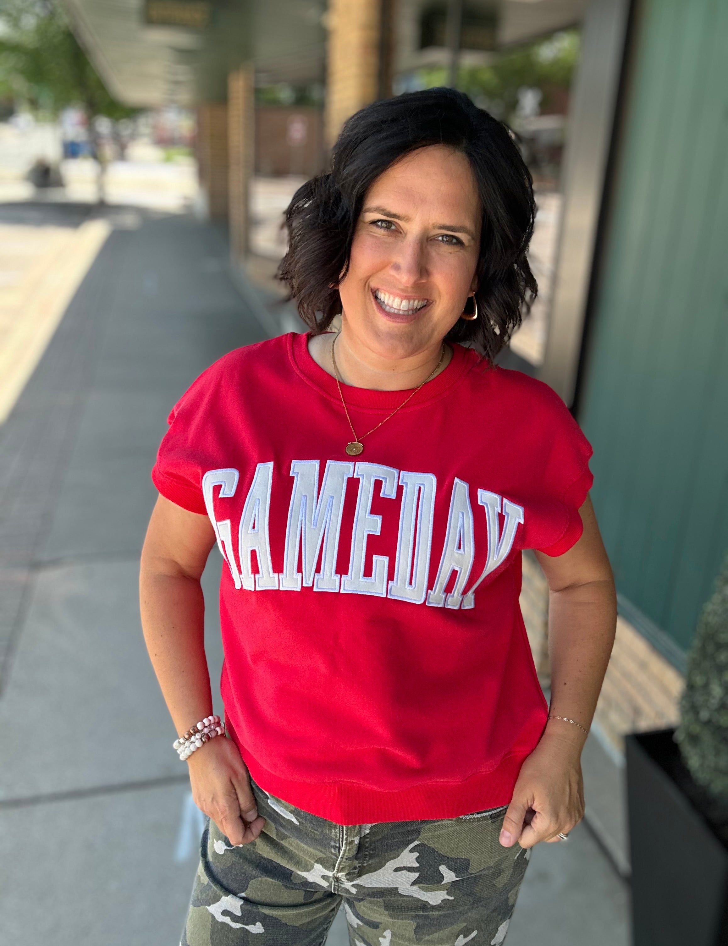 Red Game Day Top Tops- Sweatshirt PANACHE