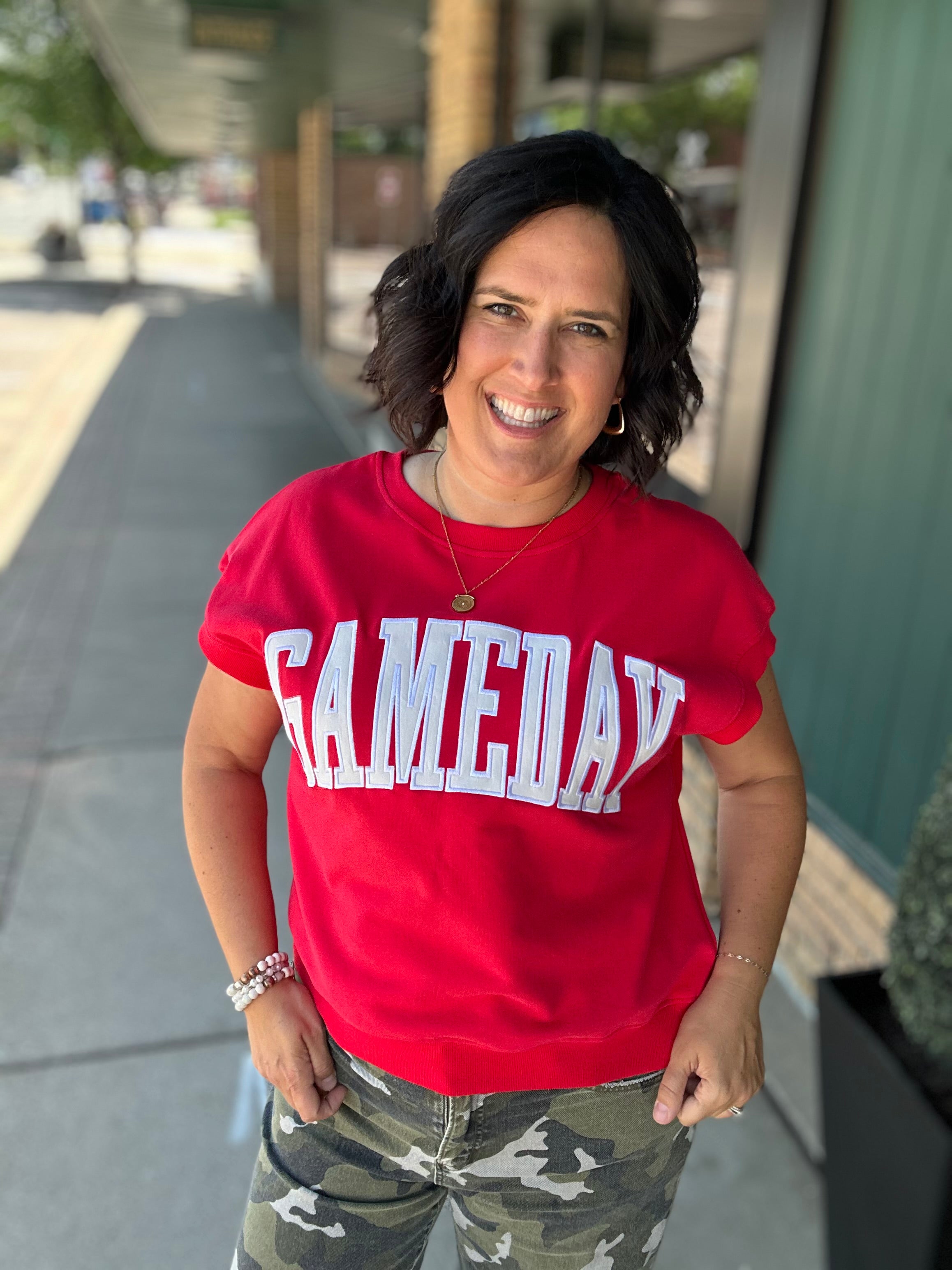 Red Game Day Top Tops- Sweatshirt PANACHE
