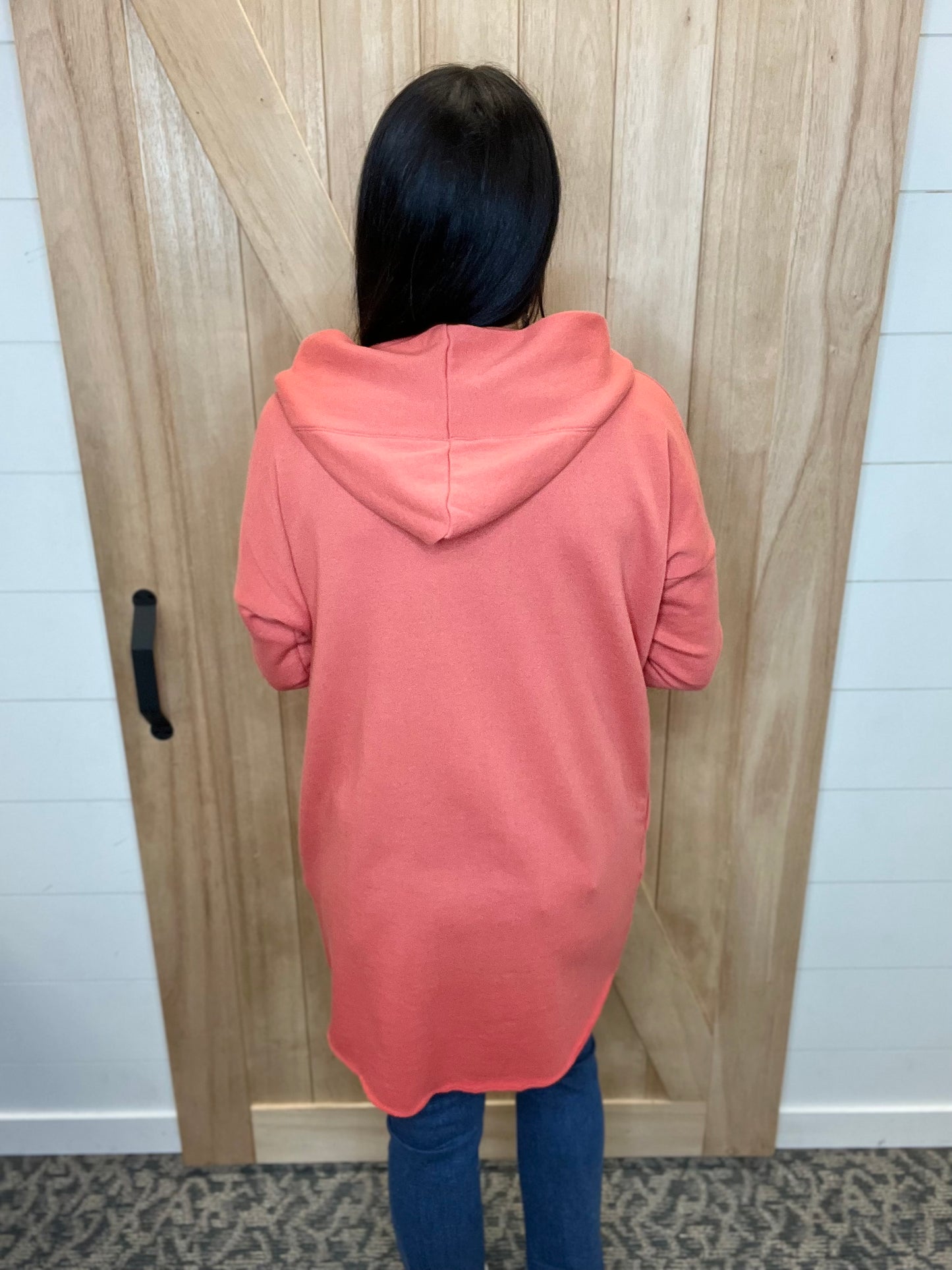 Washed Coral Gabbie Hoodie Cardigan