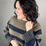 Navy/Olive Striped Sweater