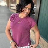 Burgundy Wash Hana Dolman Lounge Tee Top - Tee FLAG AND ANTHEM