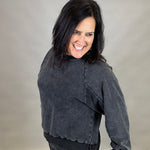 Washed Black Jogger Set Top - Sweatshirt JODIFL