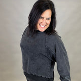 Washed Black Jogger Set Top - Sweatshirt JODIFL