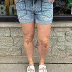 Slouchy Patch Pocket Shorts with Cuffed Hem Bottoms - Shorts RISEN