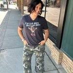 Falls Out Balls Out Football V-Neck Tops- Tees MUGSBY