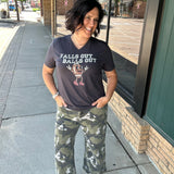 Falls Out Balls Out Football V-Neck Tops- Tees MUGSBY