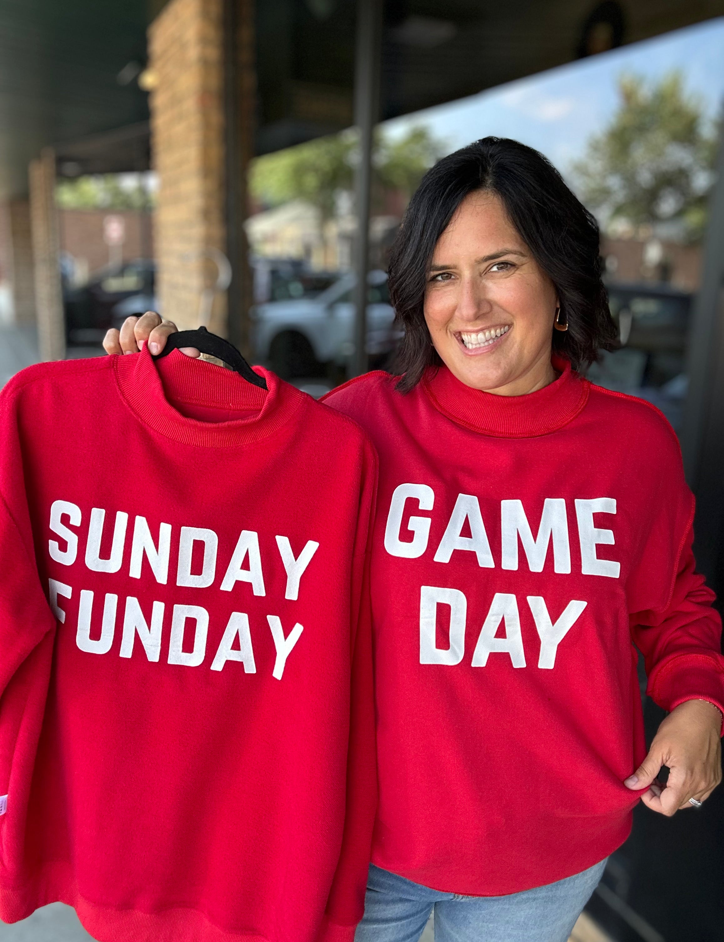 Reversible Red Gameday Sweatshirt Top - Sweatshirt PANACHE