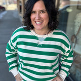 Kelly Green Striped Sweatshirt