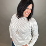 Taupe Striped Raglan Sweater Top - Sweater STACCATO
