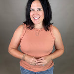 Marsala Ruffle Tank Tops- Tanks DOE & RAE