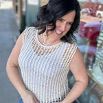 Sand Chunky Open Stitch Sweater Vest Top - Sweater DOE & RAE