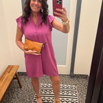 Magenta Frilled Split Neck Dress Dresses STACCATO