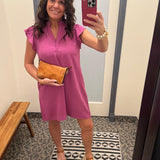 Magenta Frilled Split Neck Dress Dresses STACCATO