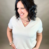 Oat Two Tone Tee Top - Tee DOE & RAE
