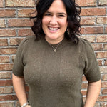 Olive Aura Short Sleeve Sweater Top - Sweater JODIFL